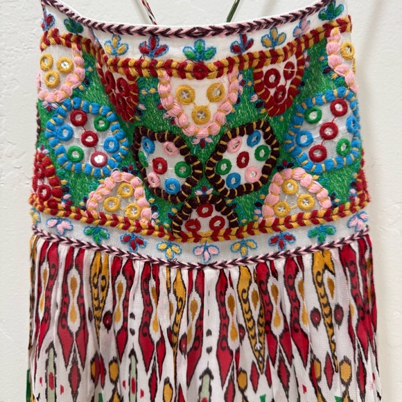 NWT Zara Strappy Back Boho Mini Dress Multicolor Embroidered Women's XS - Picture 6 of 14